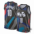 Camisa regata do Brooklyn Nets, edição da cidade 2023/24, com um design moderno em tons de cinza, azul, vermelho e preto.