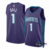 Camisa regata roxa do Charlotte Hornets, edição Statement 2022/23, fabricada pela Jordan.