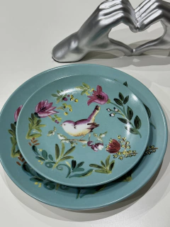 Plato Colibrí Aqua (Set x4) - Escada Home Deco