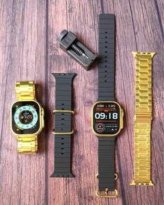 Smartwatch Ultra Gold 24K Com NFC 2 Pulseiras Lançamento