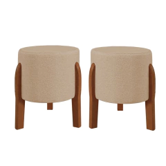 Kit 2 Puffs Odin Linho Bege - Elegância - comprar online