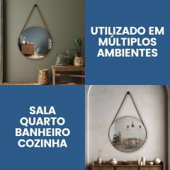 Espelho Redondo Adnet 30cm com Alça e Suporte | Elegância para Seu Ambiente - Santa Lorenza | Tapetes Peludos com Frete Grátis e 12x