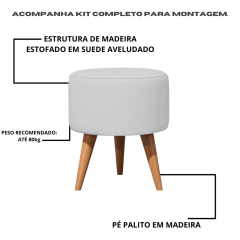 Puffs Redondos Kit 2 unidades estofado - Santa Lorenza | Tapetes Peludos com Frete Grátis e 12x