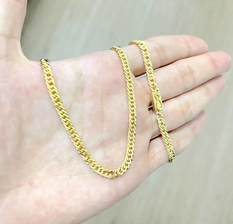 Corrente Grumet Dupla 4,3mm (Fecho Gaveta) (Banho Ouro 18k)