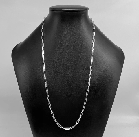 Corrente Carrier Longa 4mm (Fecho Garra) (PRATA 925)