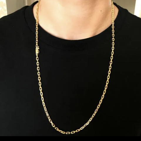 Corrente Cartier Cadeado 4mm (Fecho Canhão) (Banho Ouro 18k)