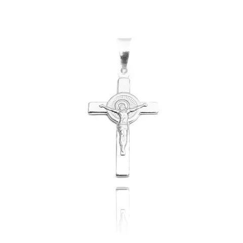 Pingente Crucifixo Medalha (3cmX1,8cm) (PRATA 925)