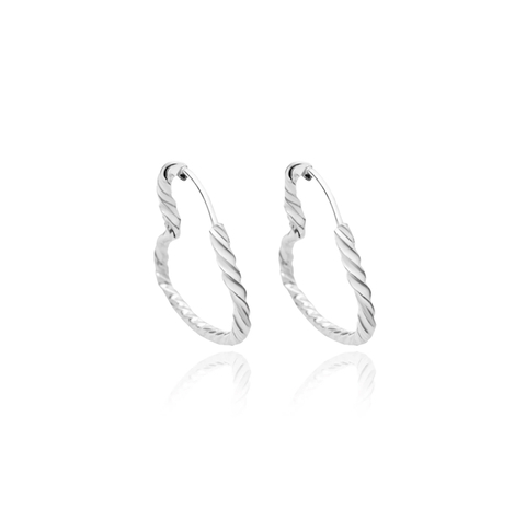 Brinco Argola Trançada Coração (PRATA 925)
