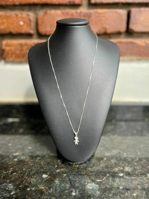 Colar Veneziana 1,2mm + Pingente Boy Cravejado (Fecho Tradicional) (PRATA 925) - comprar online