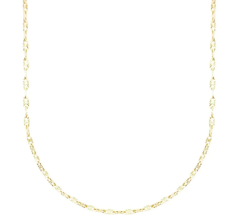 Colar Piastrine Detalhada 2mm (Fecho Tradicional) (Fecho Tradicional) (Banho Ouro 18K)