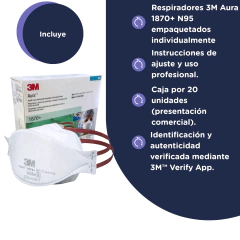 Barbijo Mascarilla Aura 1870+ Niosh N95 3M - tienda online