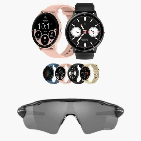 Relógio Smartwatch Bracelet ZW02 a prova d'agua + Óculos de Sol Oakley Radar(CORES NA DESCRIÇÃO)