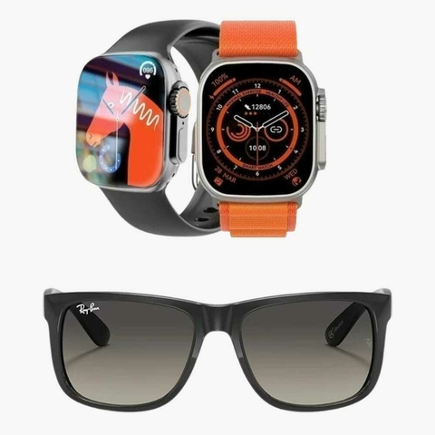 Relógio Smartwatch Microwear Ultramini W69 - Duas Pulseiras + Óculos de Sol Rayban RB4165 Justin (CORES NA DESCRIÇÃO)