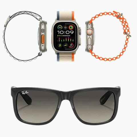 Relógio Smartwatch Ultra 7 em 1 Strap S( Ultramax - Sete Pulseiras + Óculos de Sol Rayban RB4165 Justin (CORES NA DESCRIÇÃO)