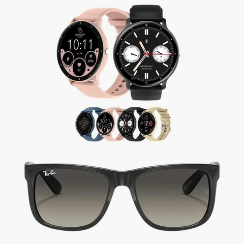Relógio Smartwatch Bracelet ZW02 a prova d'agua + Óculos de Sol Rayban RB4165 Justin (CORES NA DESCRIÇÃO)