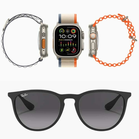 Relógio Smartwatch Ultra 7 em 1 Strap S( Ultramax - Sete Pulseiras + Óculos de Sol Rayban RB4171 ERika
