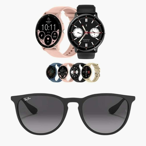 Relógio Smartwatch Bracelet ZW02 a prova d'agua + Óculos de Sol Rayban RB4171 ERika