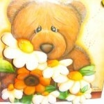 Quadro quarto infantil - Ursinho marrom com margaridas na internet
