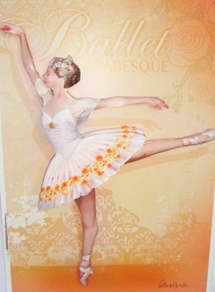 Quadro Infantil - Bailarina vestido branco flores laranja na internet