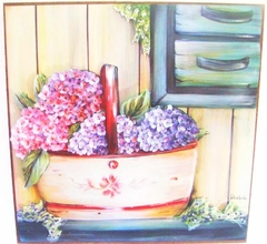 Quadro Flores - Hortências - Artesanatos Silvia Federico