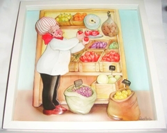 Quadro Chef com banca de Legumes na internet