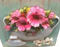 Quadro Bule flores cor de rosa - comprar online