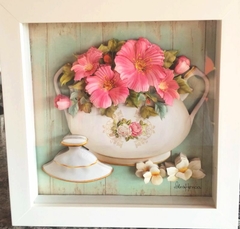 Quadro Bule flores cor de rosa na internet