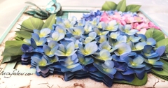 Quadro Flores - Hortências azuis e borboleta - comprar online