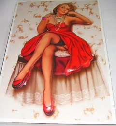 Quadro Pin'up vestido vermelho - comprar online