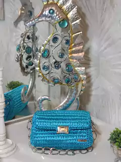 Bolsa de Crochê - Bolsa Glamour - azul claro na internet