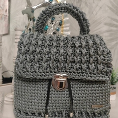 Bolsa de Crochê - Bolsa Lovely - Mochila - (Cinza)