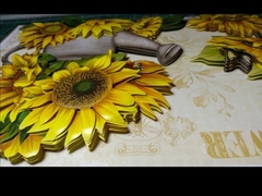 Quadro Flores - Girassol com regador - Artesanatos Silvia Federico