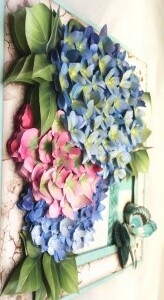Quadro Flores - Hortências azuis e borboleta - loja online