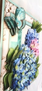 Quadro Flores - Hortências azuis e borboleta na internet