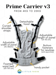 Imagen de Mochila Prime v3 Little Frog talla baby modelo Pure Linen Mistral