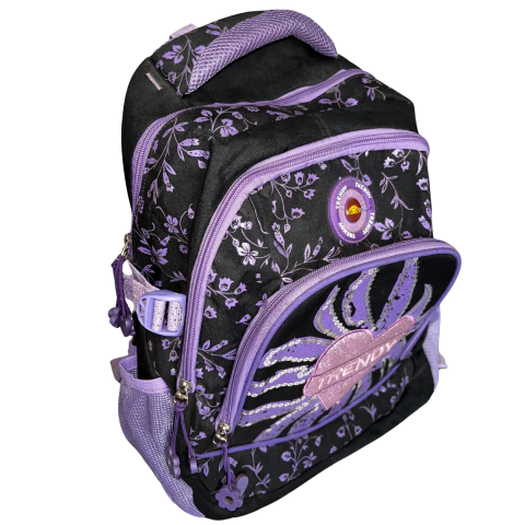 Mochila Trendy Negro-Lila Corazón - comprar online