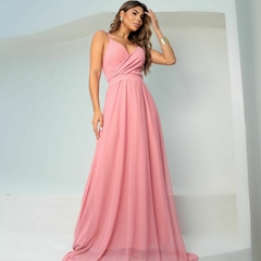 Vestido Feminino Festa Longo Tule Com Alça Casual