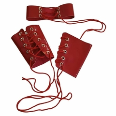 Set Ribbon Esposa Y Collar Rojo Con Cordón - Carmesí