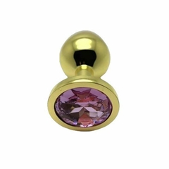 Plug Anal Metalico Dorado Con Joya Medium 83X34mm 90Gs Bulk