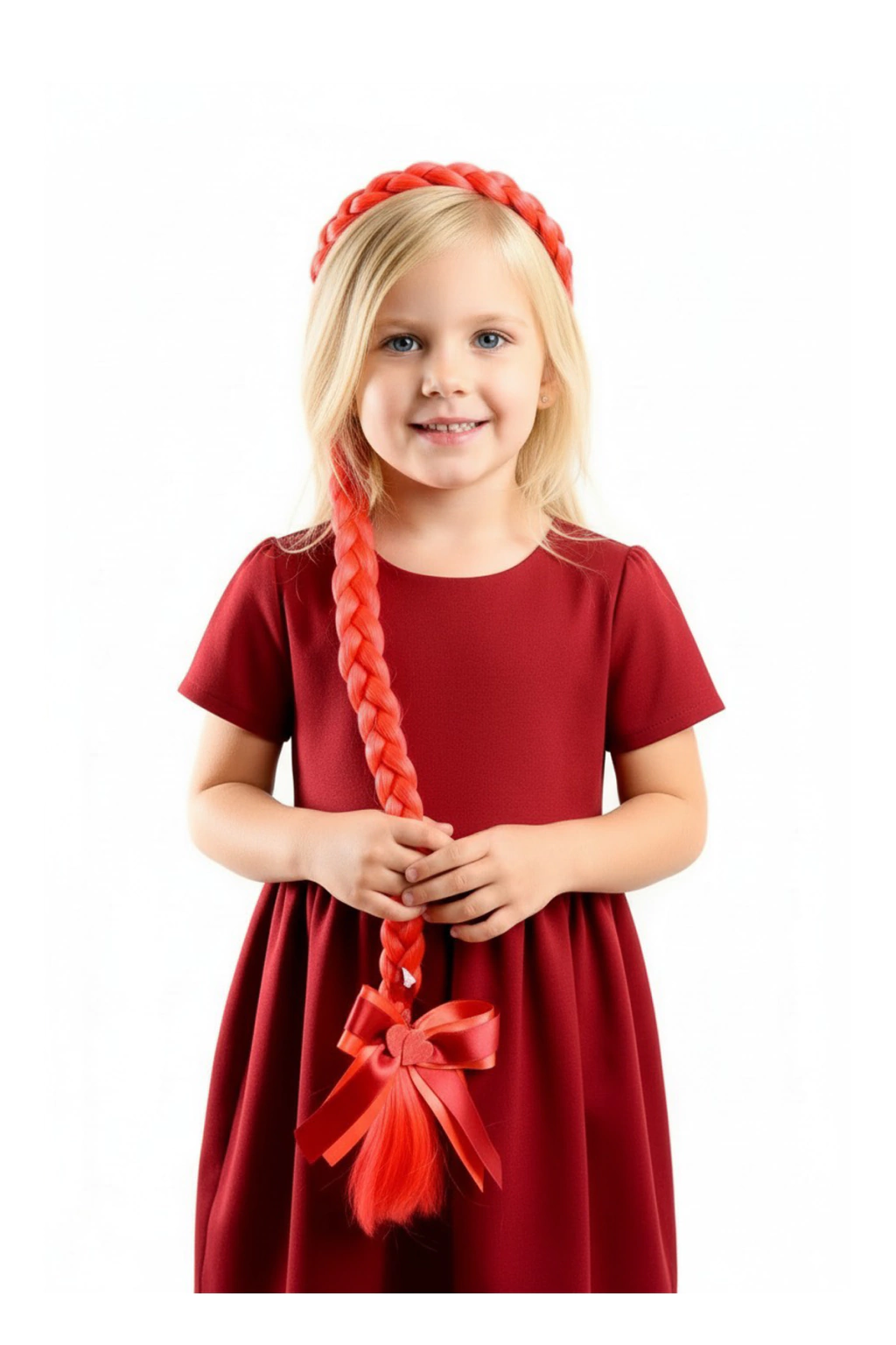 Trança Em Tiara De Cabelo Infantil Vermelha