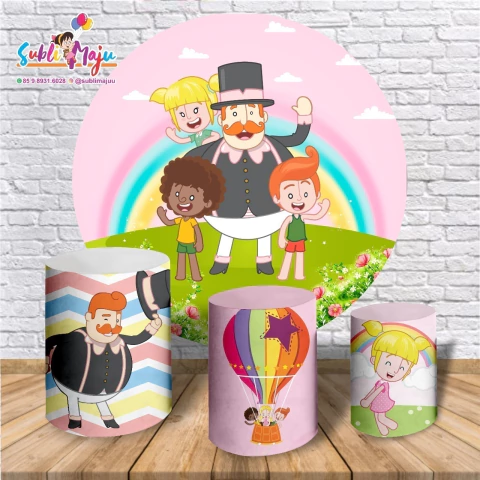 Capa Painel Redondo + Cilindros Mundo Bita Rosa REF 04