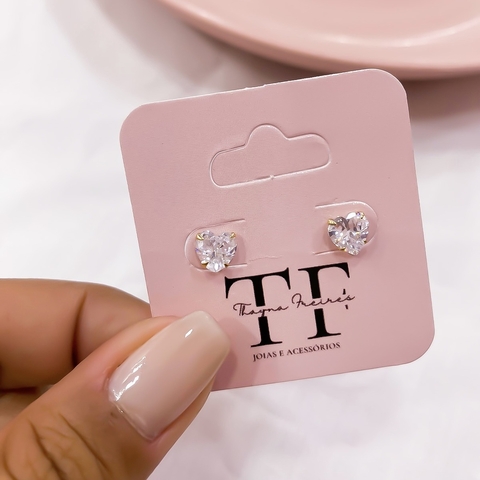 Brinco Coração Zircônia P Banhado a Ouro 18k