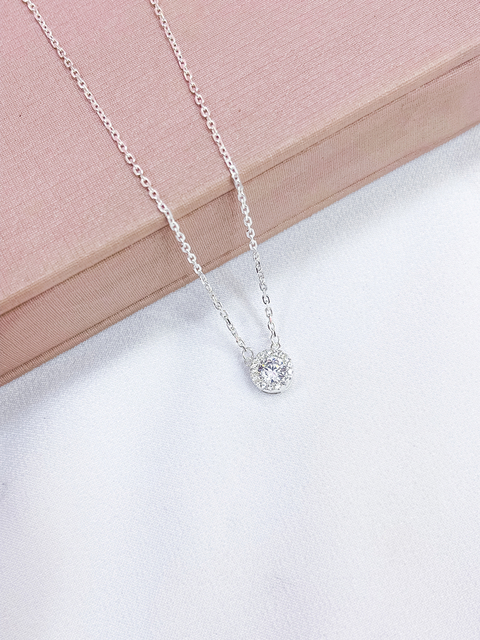 Colar Ponto de Luz Cravejado em Zircônias Prata 925 - comprar online