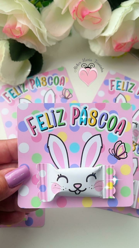 10 unidades de card mais balinha coelhinho