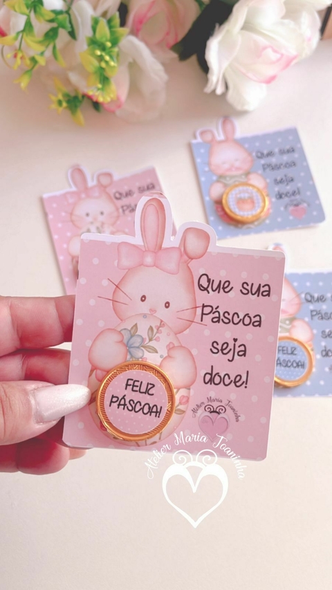 10 unidades de coelhinho com moedinha de chocolate
