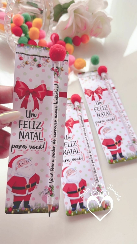 10 unidades de Lápis com pompom Natalino