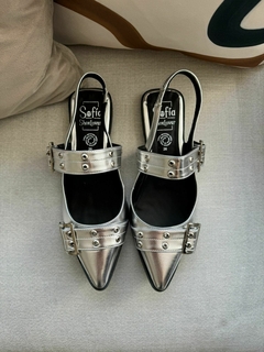 Mia Balerinas Destalonadas Plata - Sofiashoelovers Zapatos