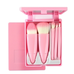 Kit De 5 Mini Pincéis Para Maquiagem com Estojo de Espelho