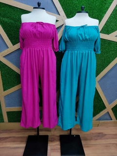 Macacão longo em viscolinho tamanho unico 46 ao 52 - MV MODA PLUS SIZE