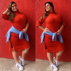 Vestido midi canelado tamanho único 46 ao 54